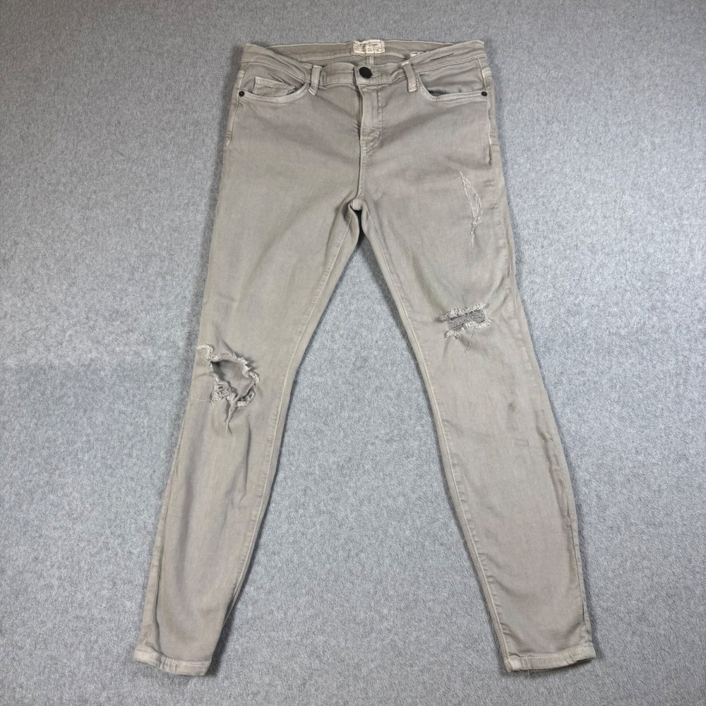 Current Elliott The Stiletto Skinny Jeans Women 31 Light Grey Destroy Distressed